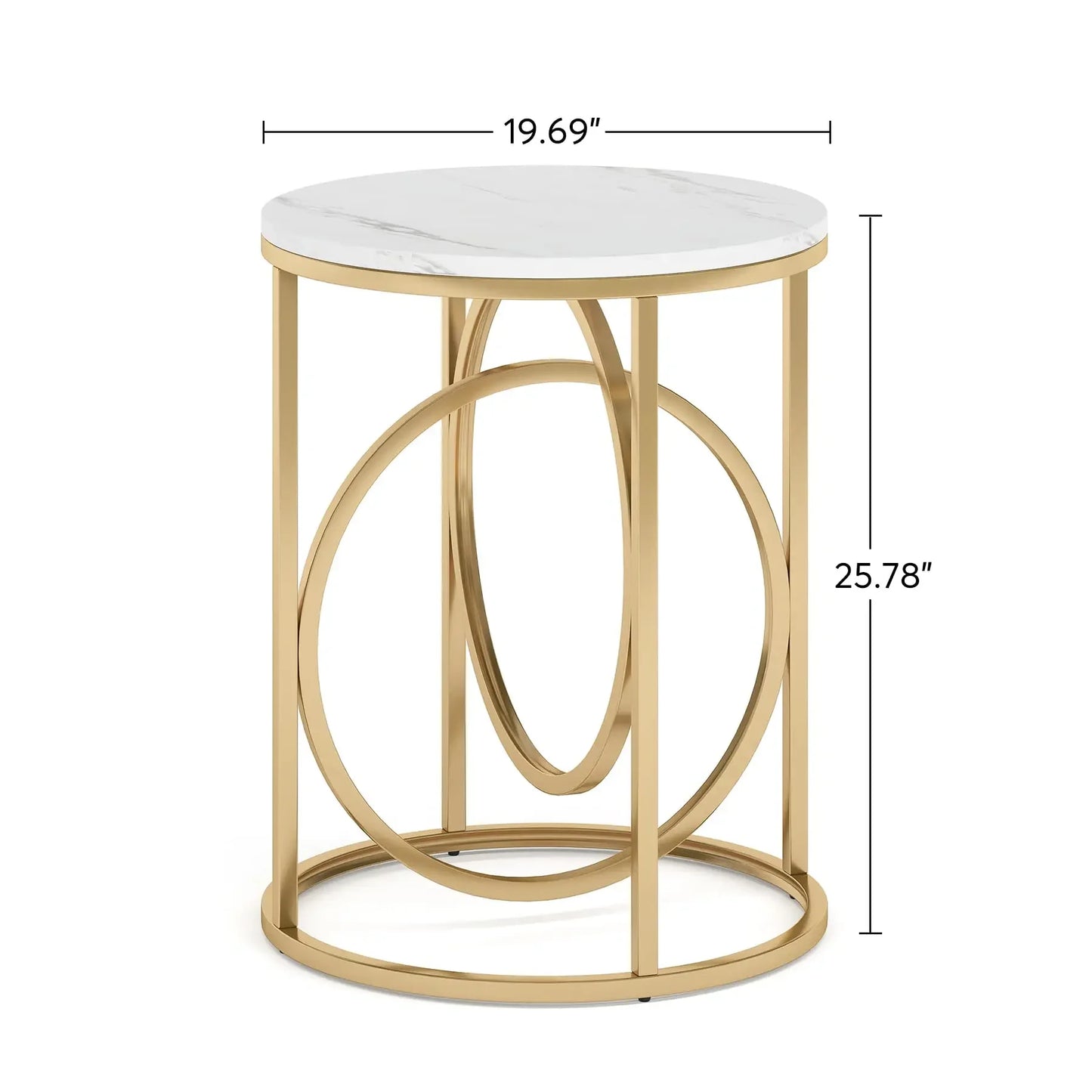 Round End Table, 20” Sofa Side Coffee Cocktail Table