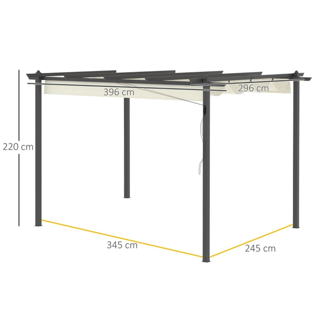 Spacious Aluminum Patio Gazebo with Retractable Canopy & Ground Stakes