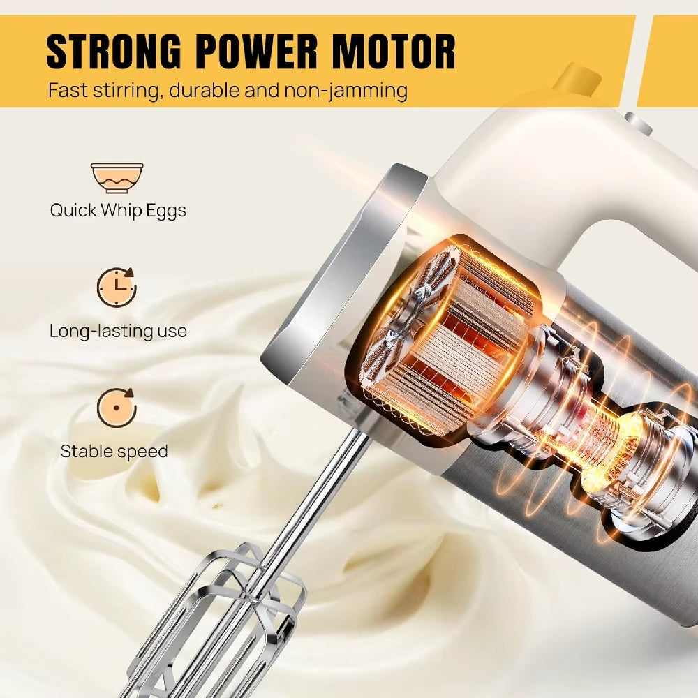 Powerful 2000W Electric Hand Mixer with Turbo Boost, 5 Speed Settings & Eject Button - Perfect for Whipping Dough, Cream, and Eggs!