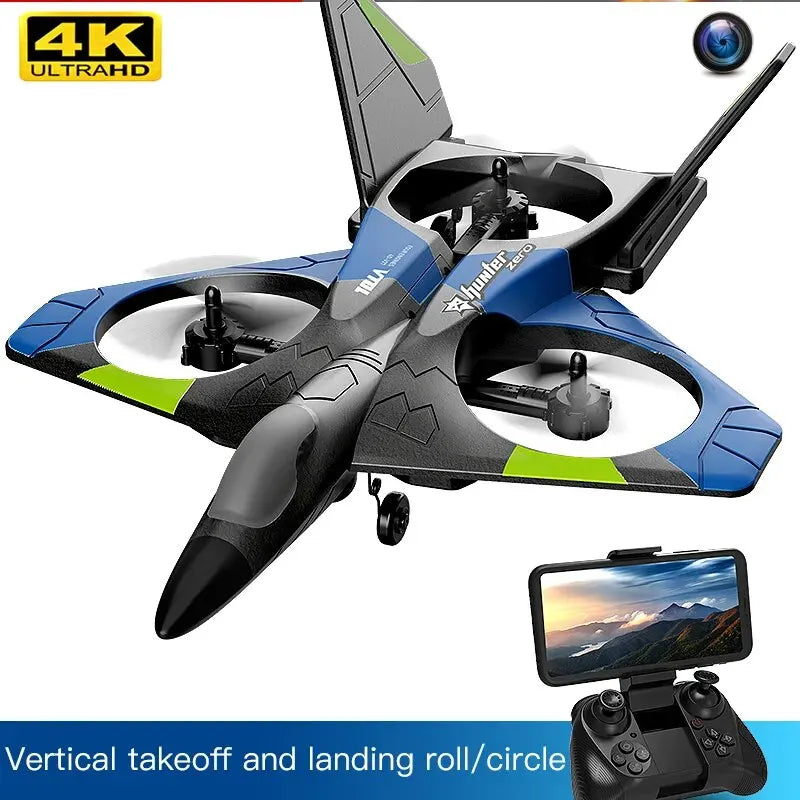 V27 Remote Control Foam Glider Plane - 2.4G RC Fighter Airplane with Camera - Perfect Kids' Toy!