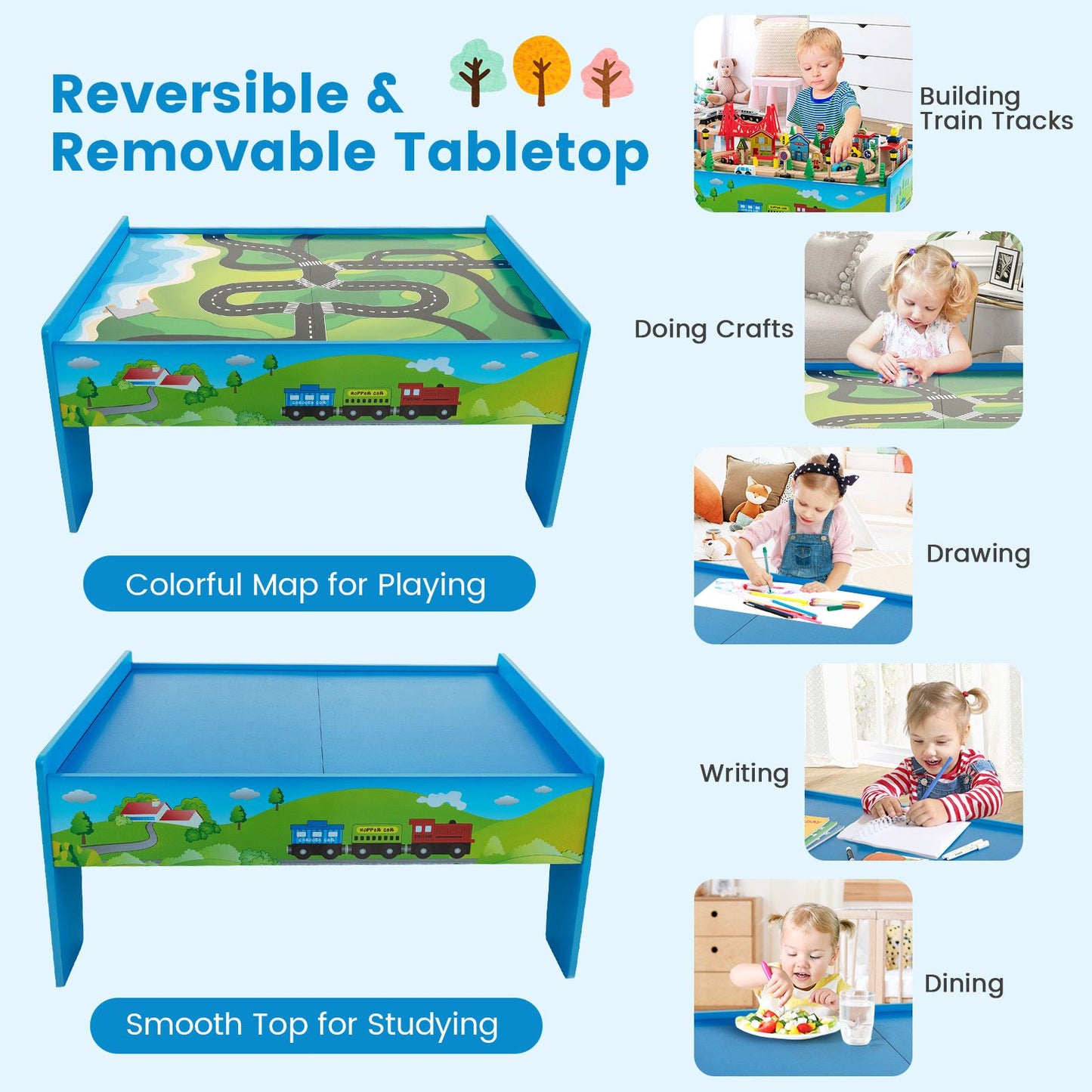 Ultimate 80-Piece Wooden Activity Playset with Reversible Tabletop for Endless Fun!