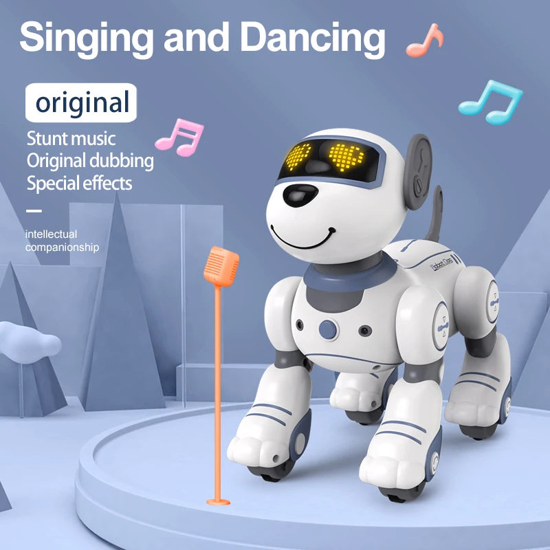 Interactive Pink RC Robot Dog - Voice Command, Programmable Stunts & Music - Perfect Gift for Girls!