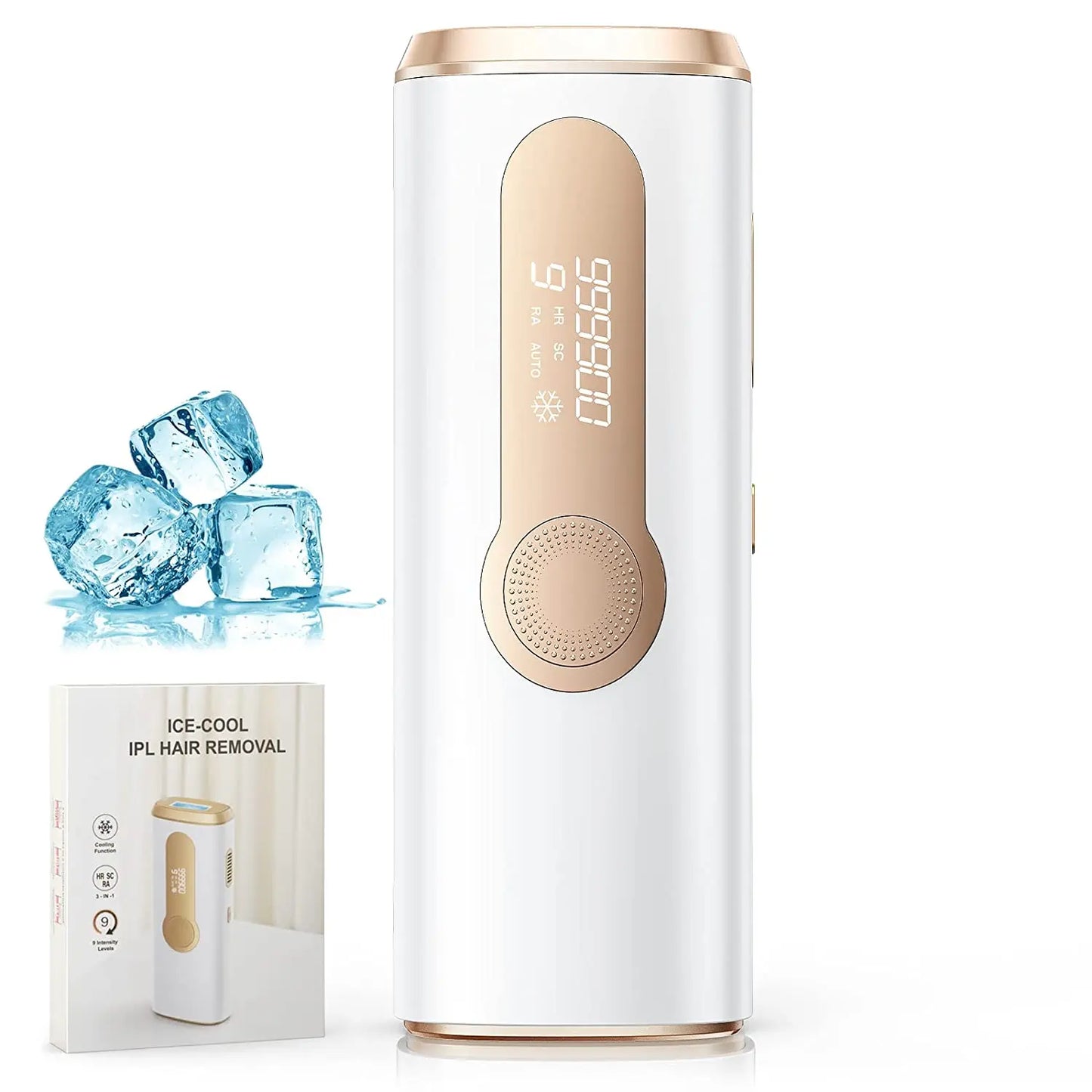 Revolutionary IPL Hair Removal Device - 999,900 Flashes, Ice Cooling Technology & 9 Adjustable Levels for Effortless At-Home Hair Removal for All!