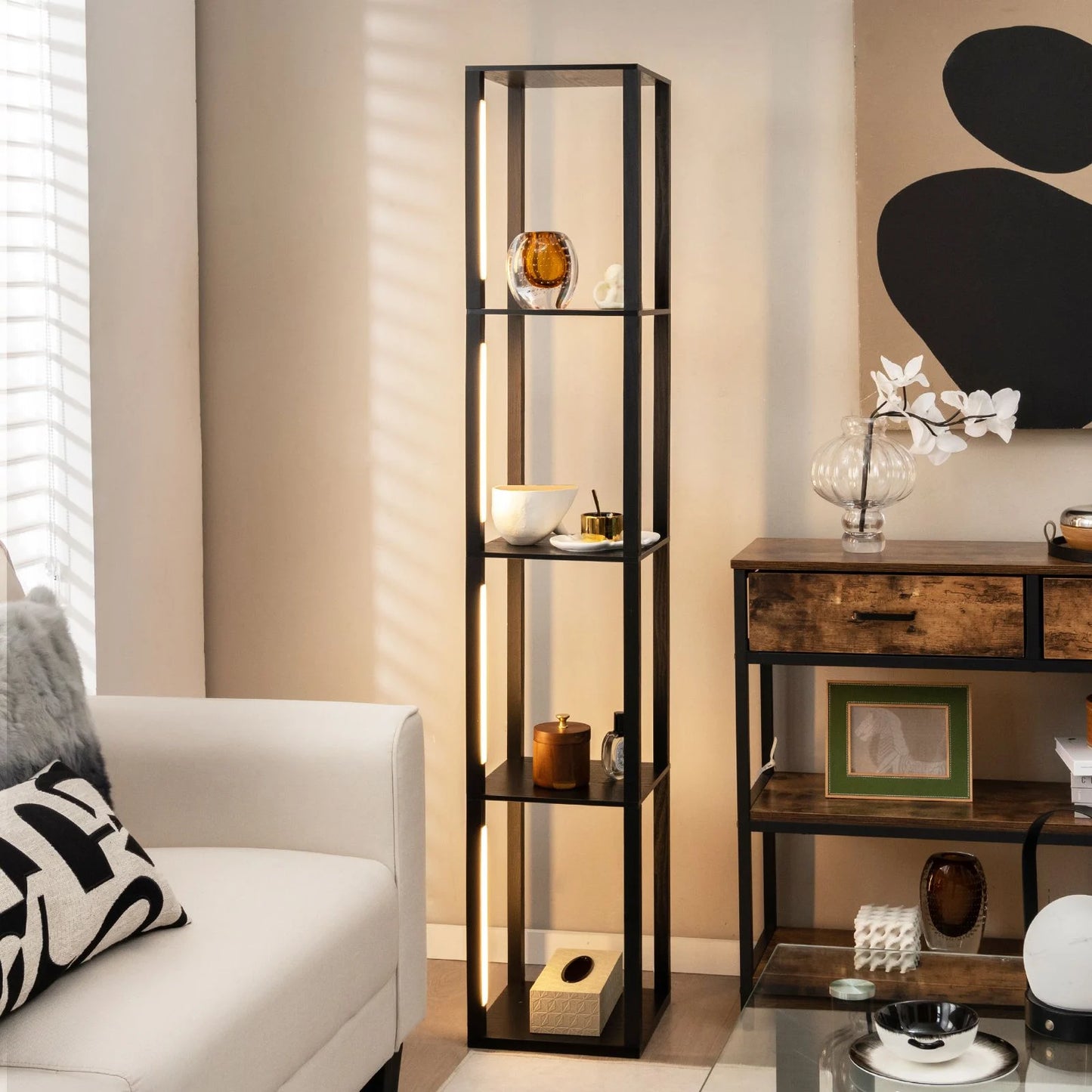 Floor Lamp with 3-Level Dimmable LED Bulbs and Rotatable Poles