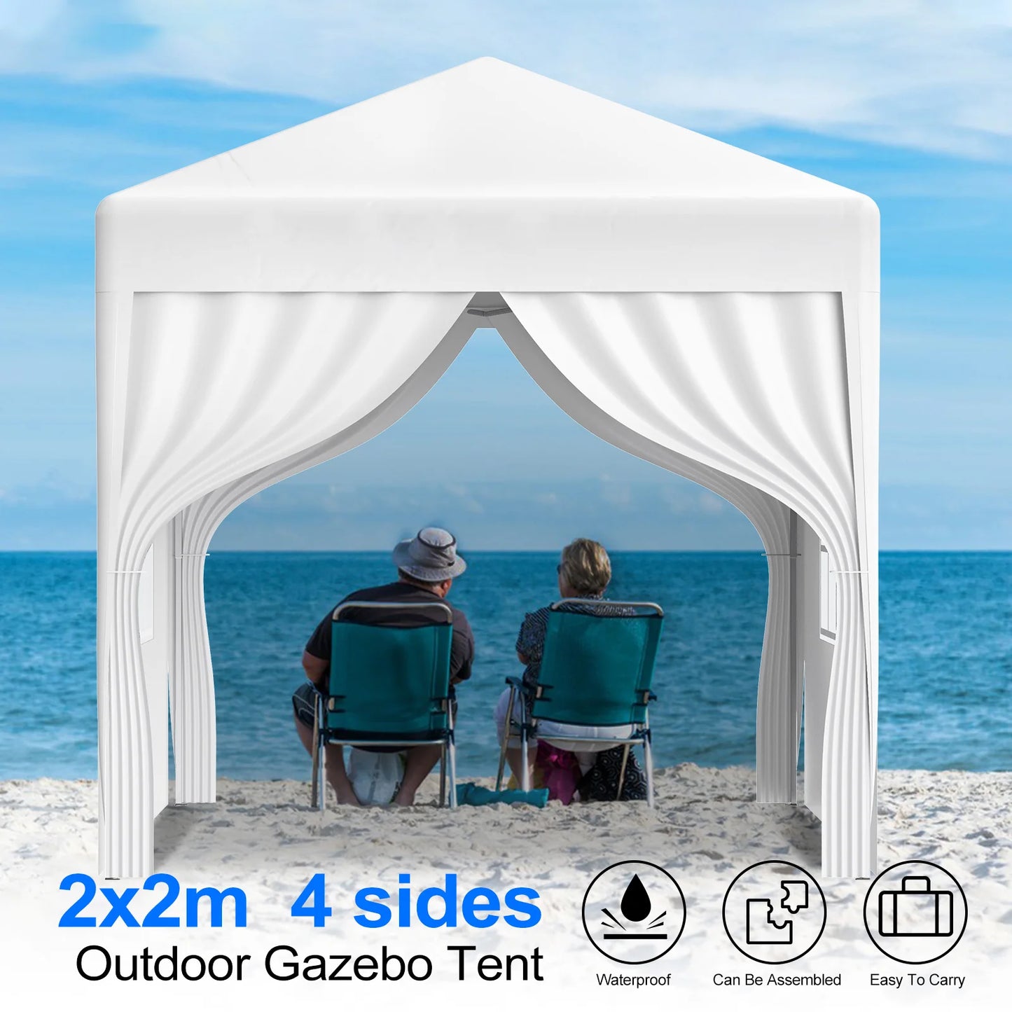 Premium 2x2M Pop-Up Gazebo with Side Walls - Waterproof Steel Frame for Outdoor Events