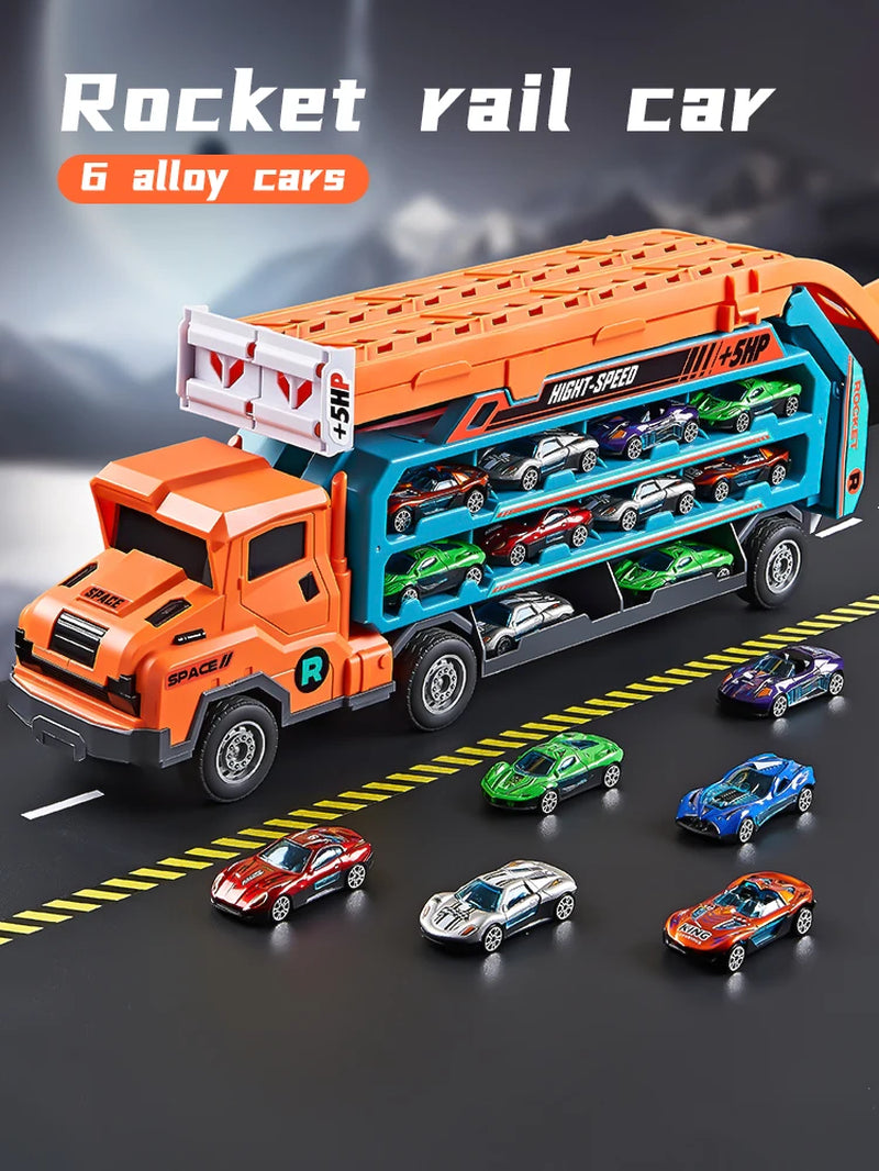 Transforming Coaster Racetrack Car with Rocket Lift - Perfect Gift for Christmas, Thanksgiving, Halloween, New Year, and Birthdays!