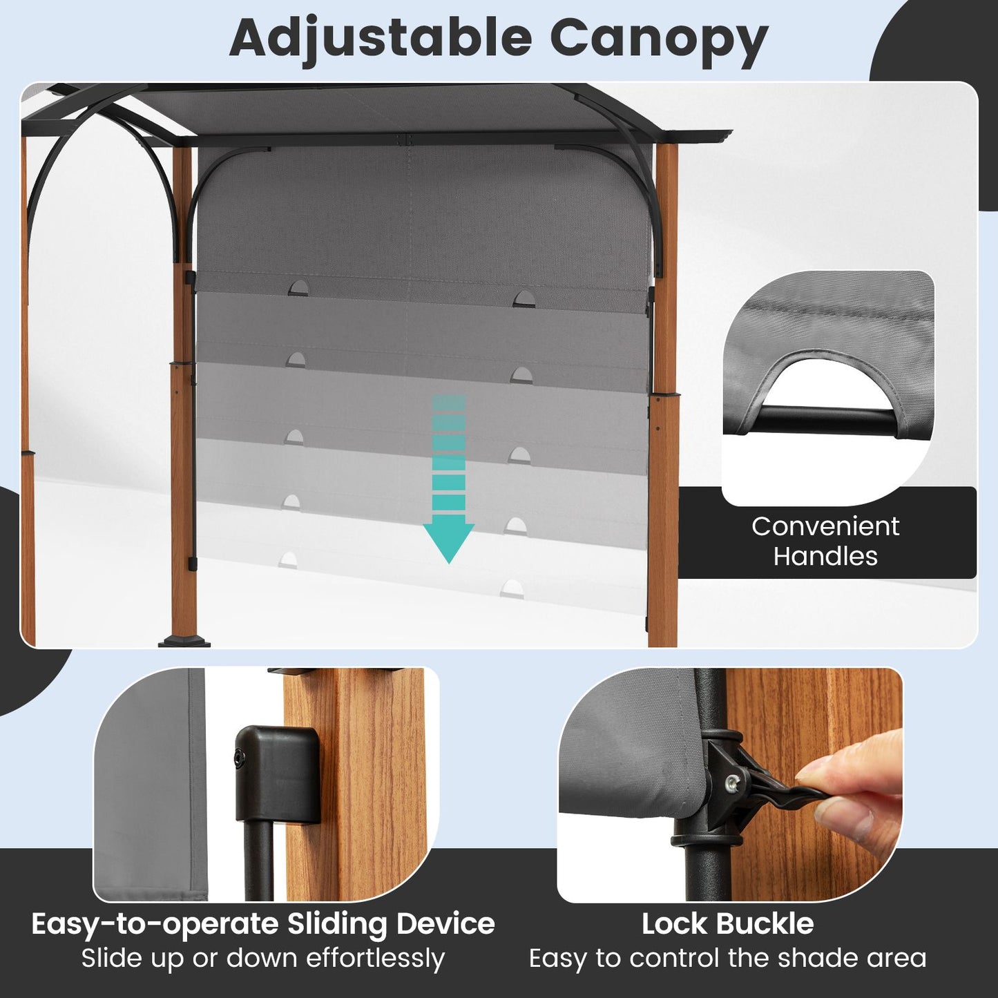 300 X 360 Cm Retractable Pergola Arched Patio Pergola with Sun Shade Canopy