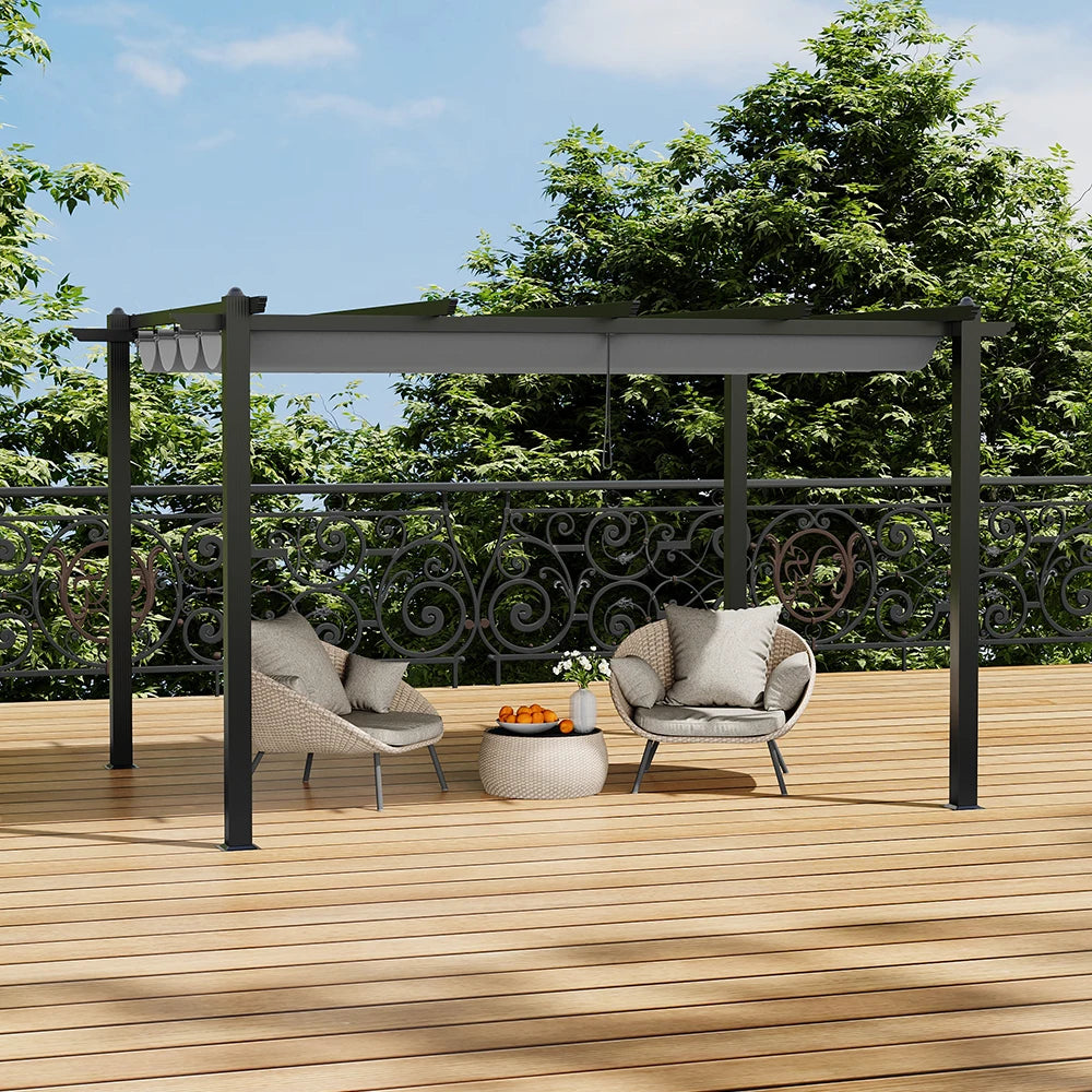 3x4M (10x12Ft) Aluminium Pergola with Retractable Louvered Roof - Versatile Garden Gazebo Canopy