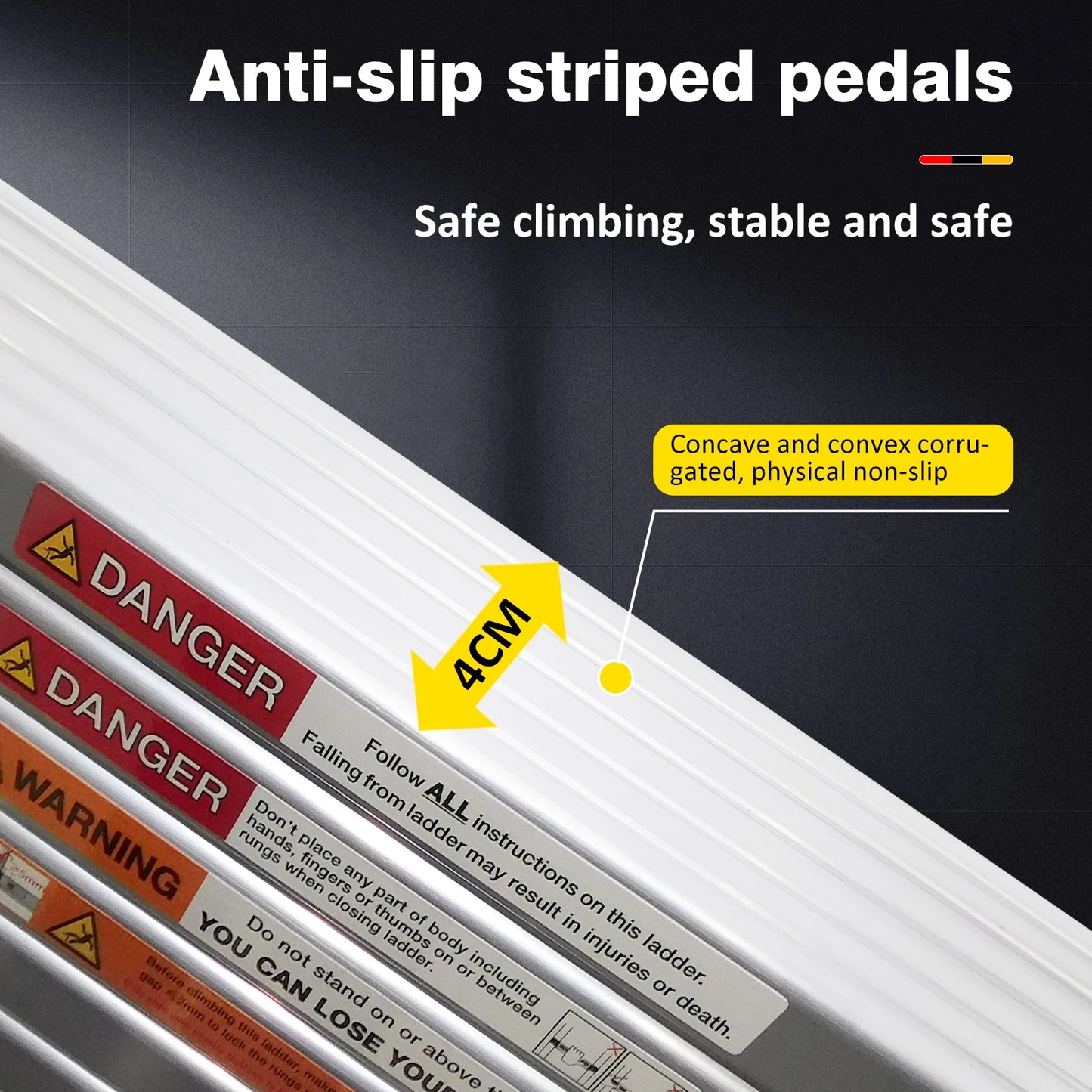 4.4 M Multi-Purpose Telescopic Aluminium Ladder, Extendable Folding Ladder, Non-Slip Steps, 150 Kg Load Capacity