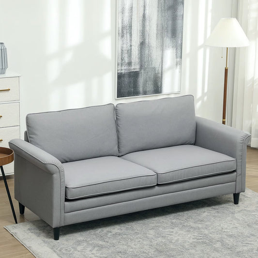 Modern 3 Seater Sofa for Living Room, Fabric Couch Settee, Grey