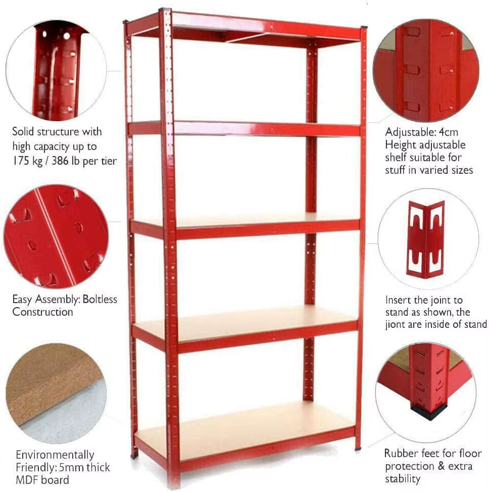 5-Tier Storage Shelf Kitchen Shelving Unit Pantry Shelves for Bathroom Kitchen Garage Pantry Rack
