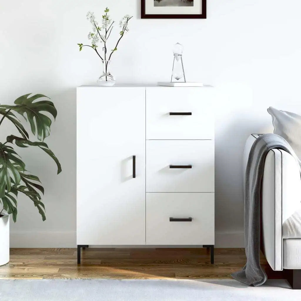 Modern White Sideboard - 69.5X34X90 Cm Storage Cabinet in Engineered Wood