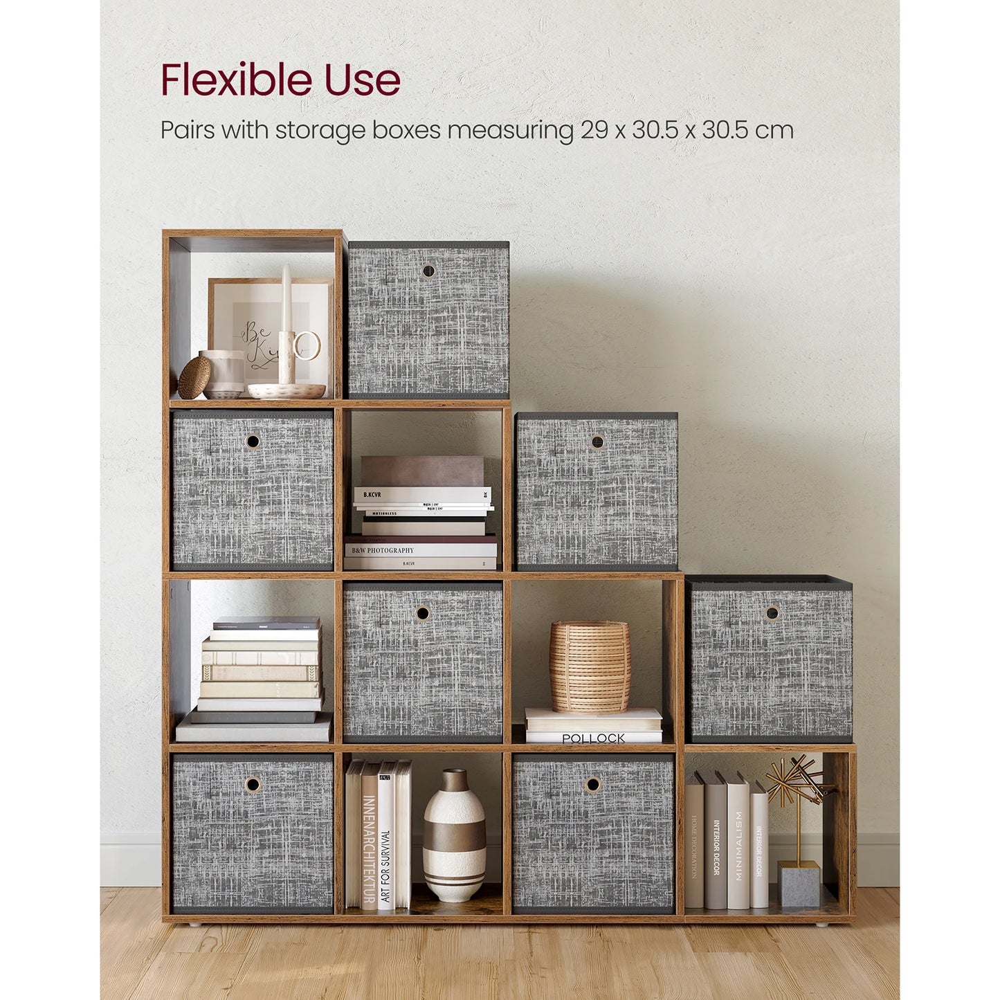 10 Tier Bookcase Open Shelf Storage Cabinet for Decorations, Picture Frame, Living Room, Bedroom, Office