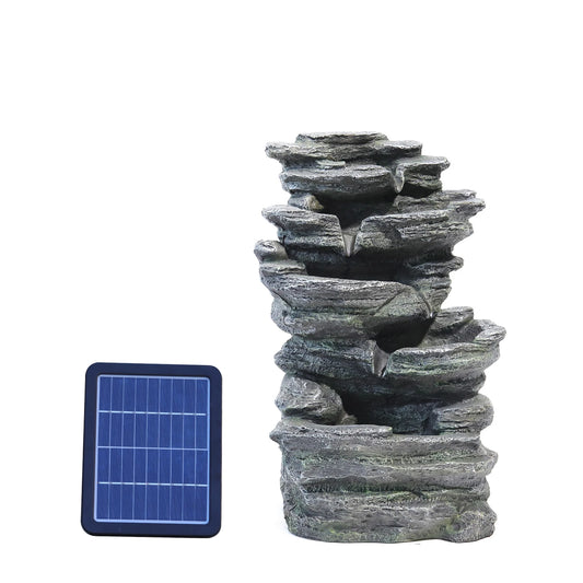 Outdoor LED Waterfall Fountain and Rockery Decor for Garden Enhancement