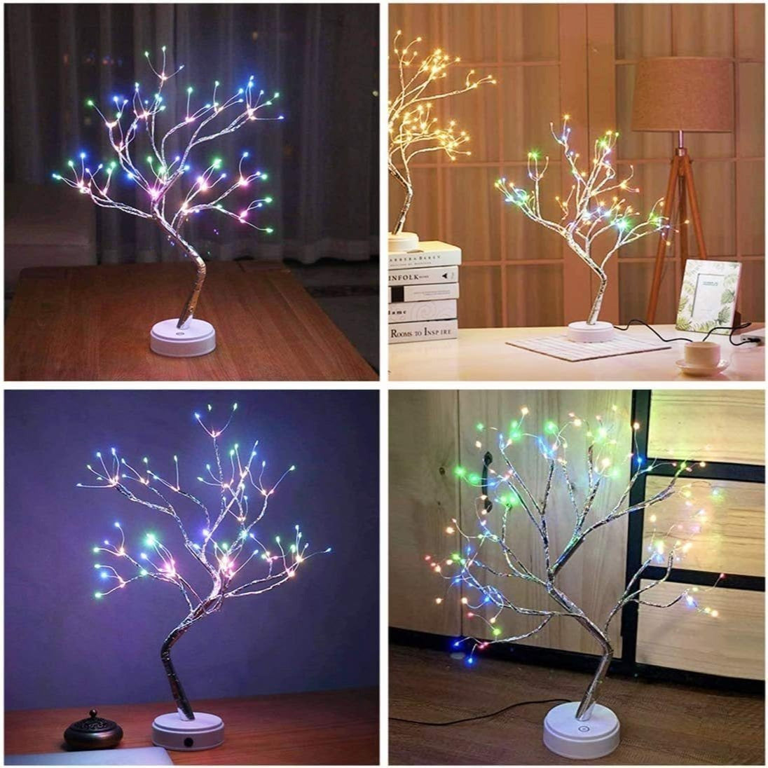 50cm Twig Lamp With 108 LEDs - Warm White Cool White Multicolour Birch USB/Battery Operated Tabletop Bonsai Wire Tree