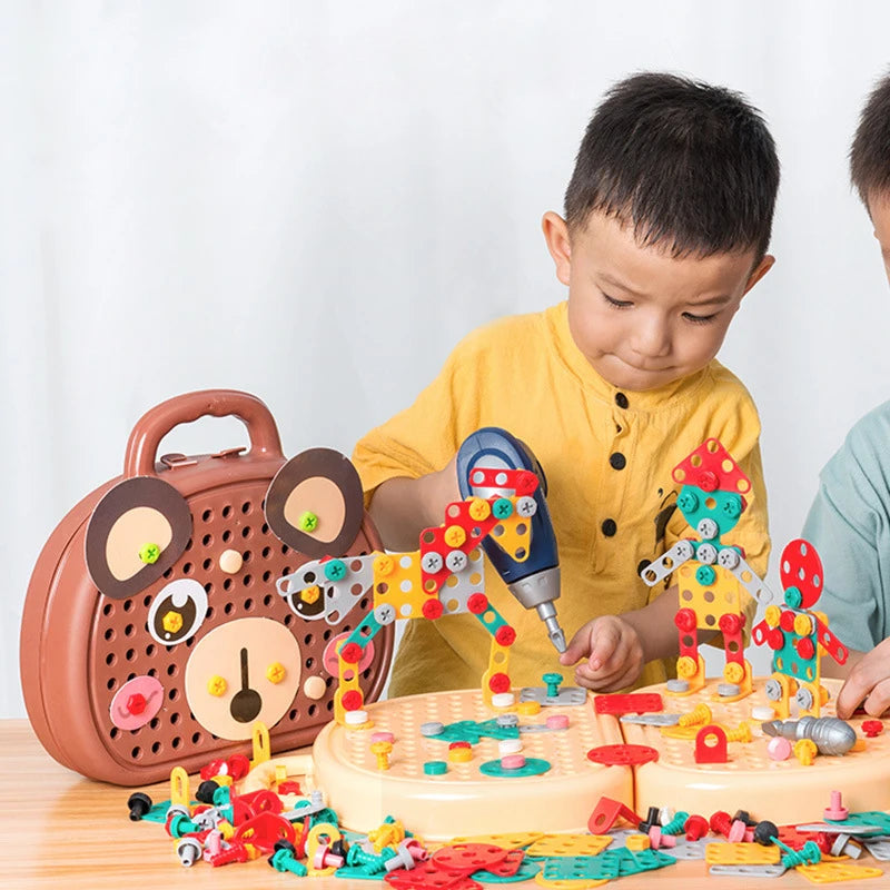 Kids Electric Drill Toolbox - Montessori Pretend Play Tool Set for Boys Ages 4-6 - Perfect Gift for Creative Play!