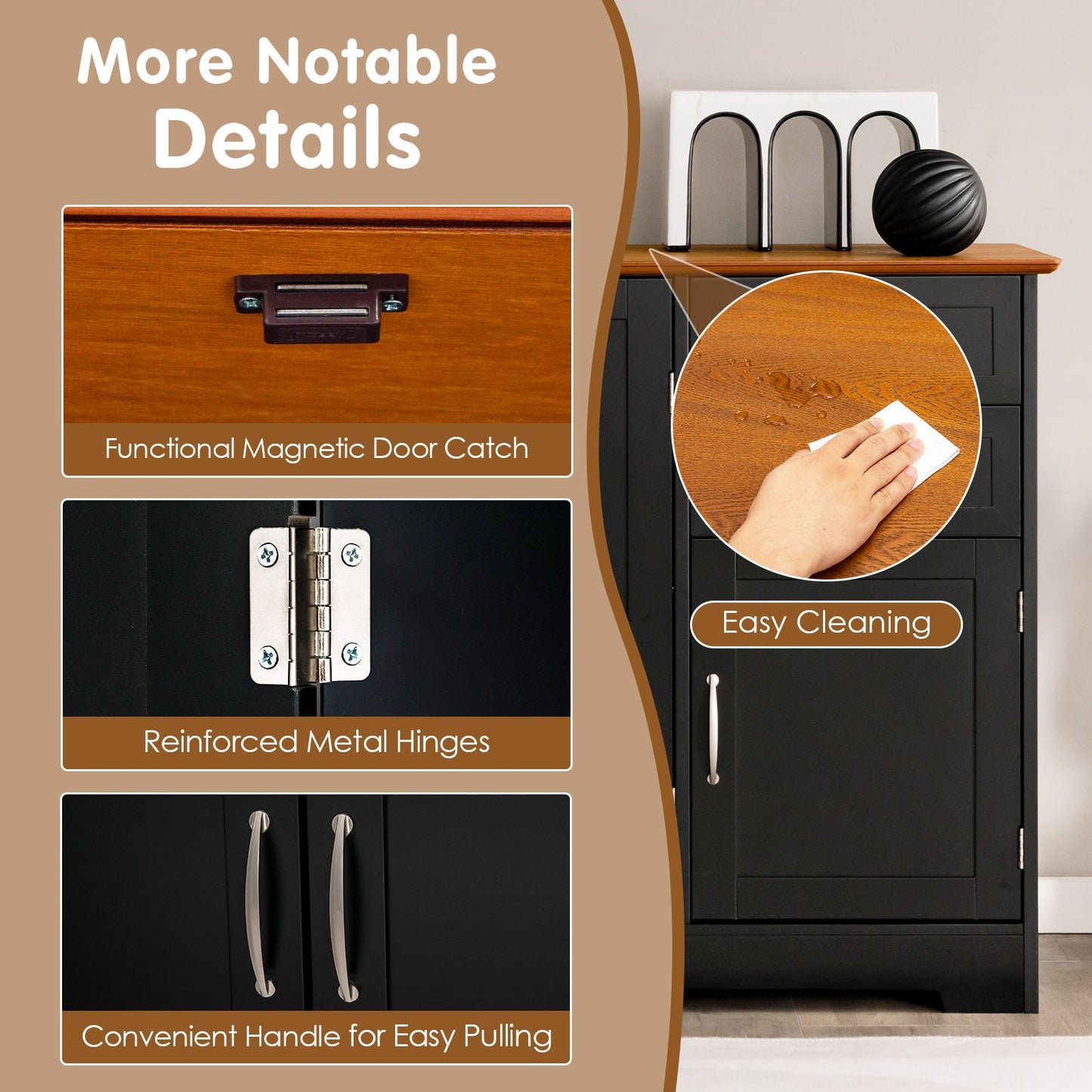 Modern Kitchen Storage Sideboard Cabinet with Adjustable Shelf and Drawers