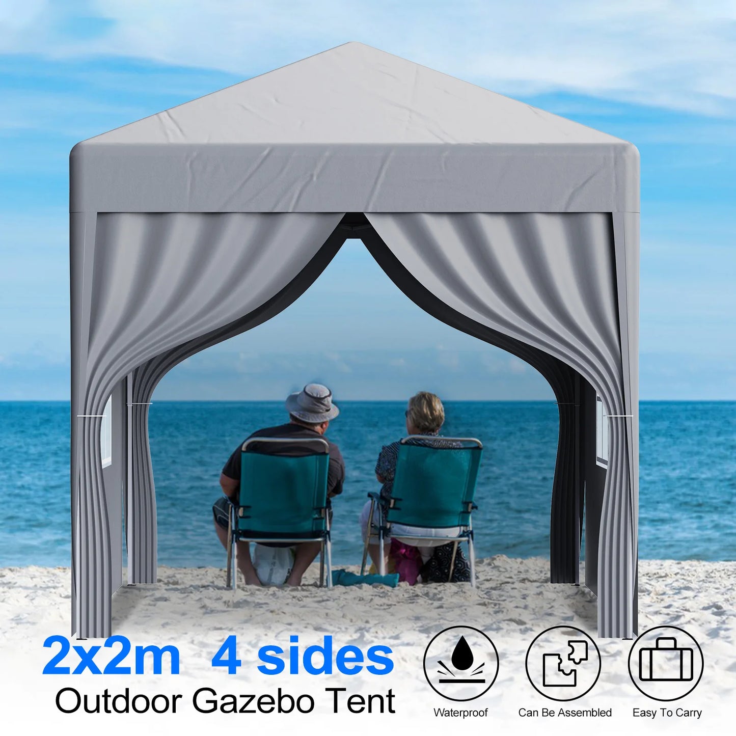 Premium 2x2M Pop-Up Gazebo with Side Walls - Waterproof Steel Frame for Outdoor Events