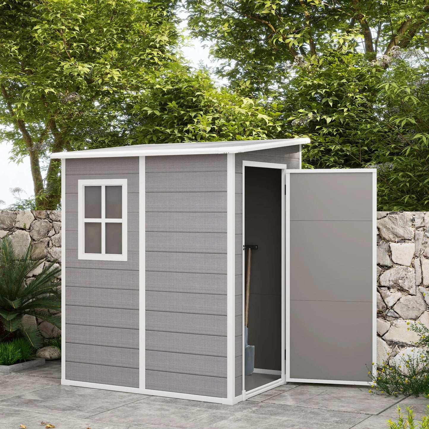 4x5 Ft Lockable Plastic Garden Shed with Ventilation for Tool Storage
