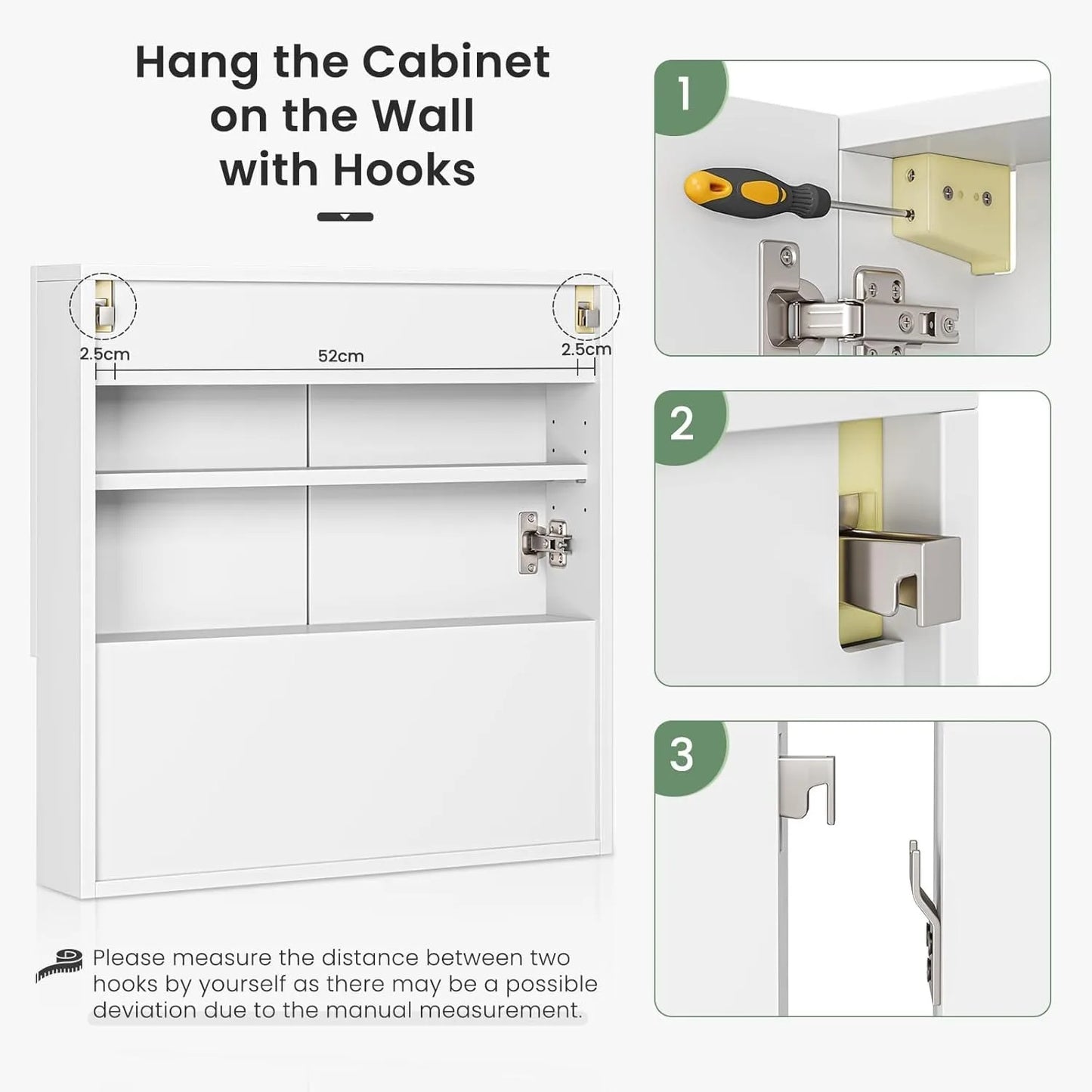 Sleek White Double Door Wall-Mounted Mirror Cabinet with Open Shelf & Adjustable Storage