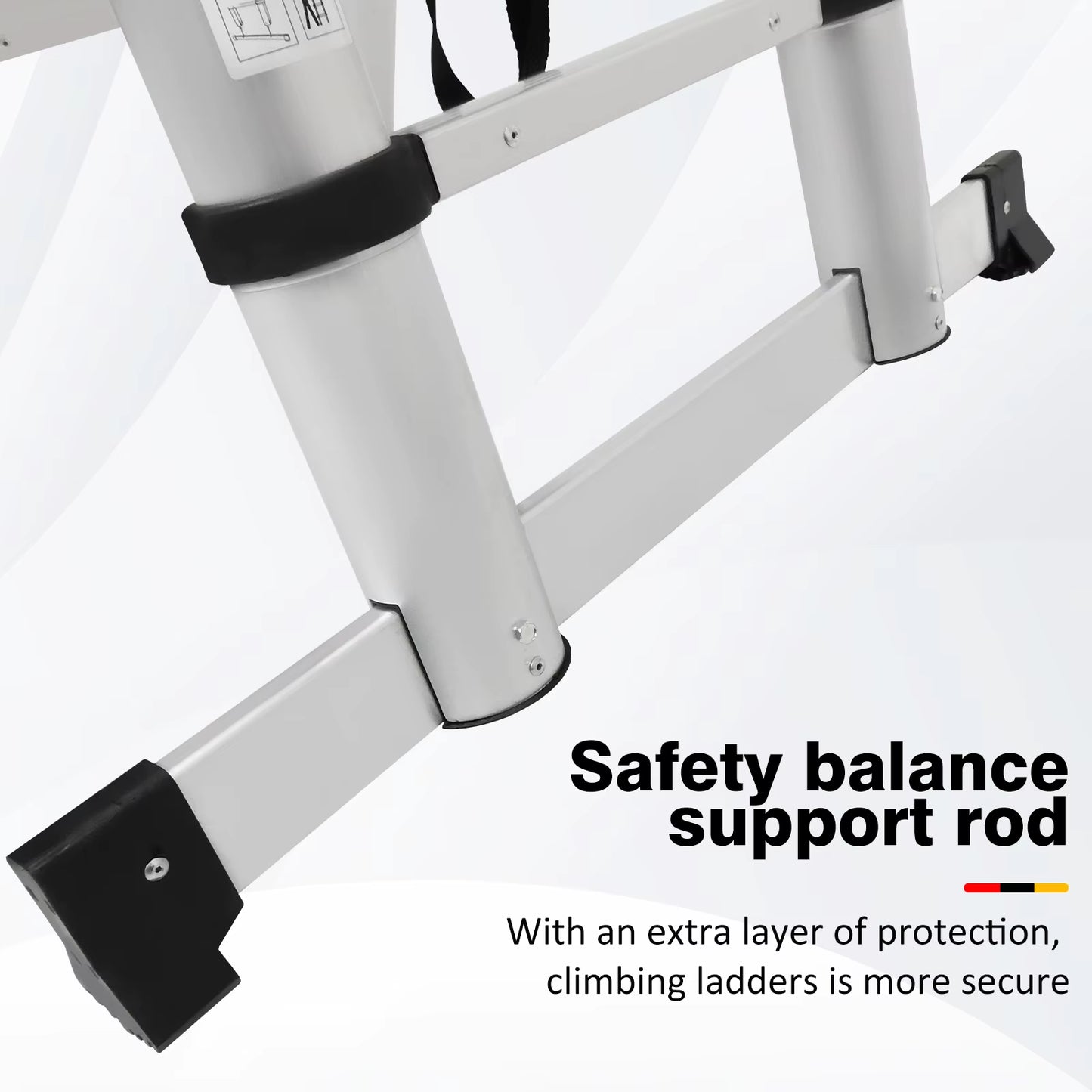 A-Ladder, Straight Telescopic Ladder with Non-Slip Feet, Load Capacity of 330Lbs, Foldable, for Home or RV Outdoor Work