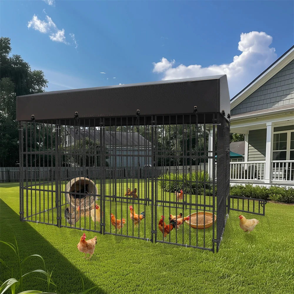 Ultimate Heavy-Duty Large Dog Kennel - Sturdy Welded Metal Playpen with Roof Cover for Indoor & Outdoor Fun