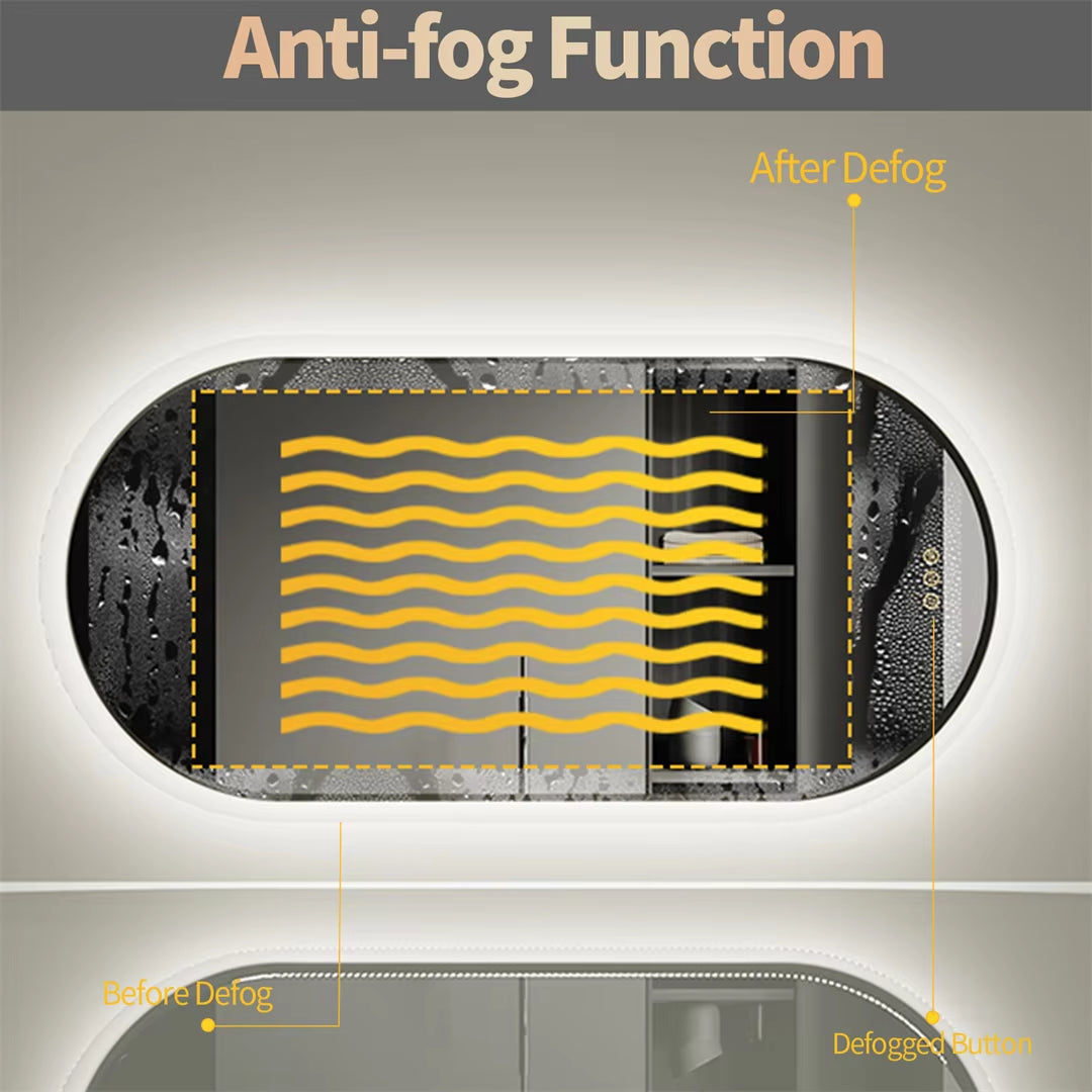 Waterproof Illuminate Bathroom Light Vanity Mirror Frameless Touch Screen Backlit Demist Wash Basin Mirror