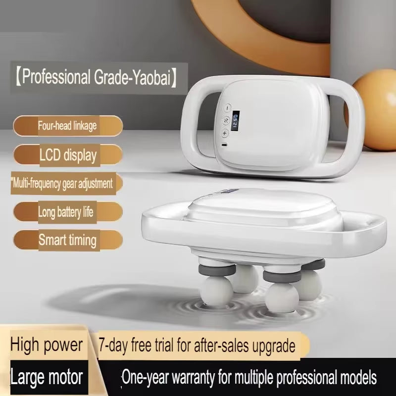 Ultimate 4-Head Wireless Handheld Fascia Massager for Instant Muscle Relief and Dynamic Therapy