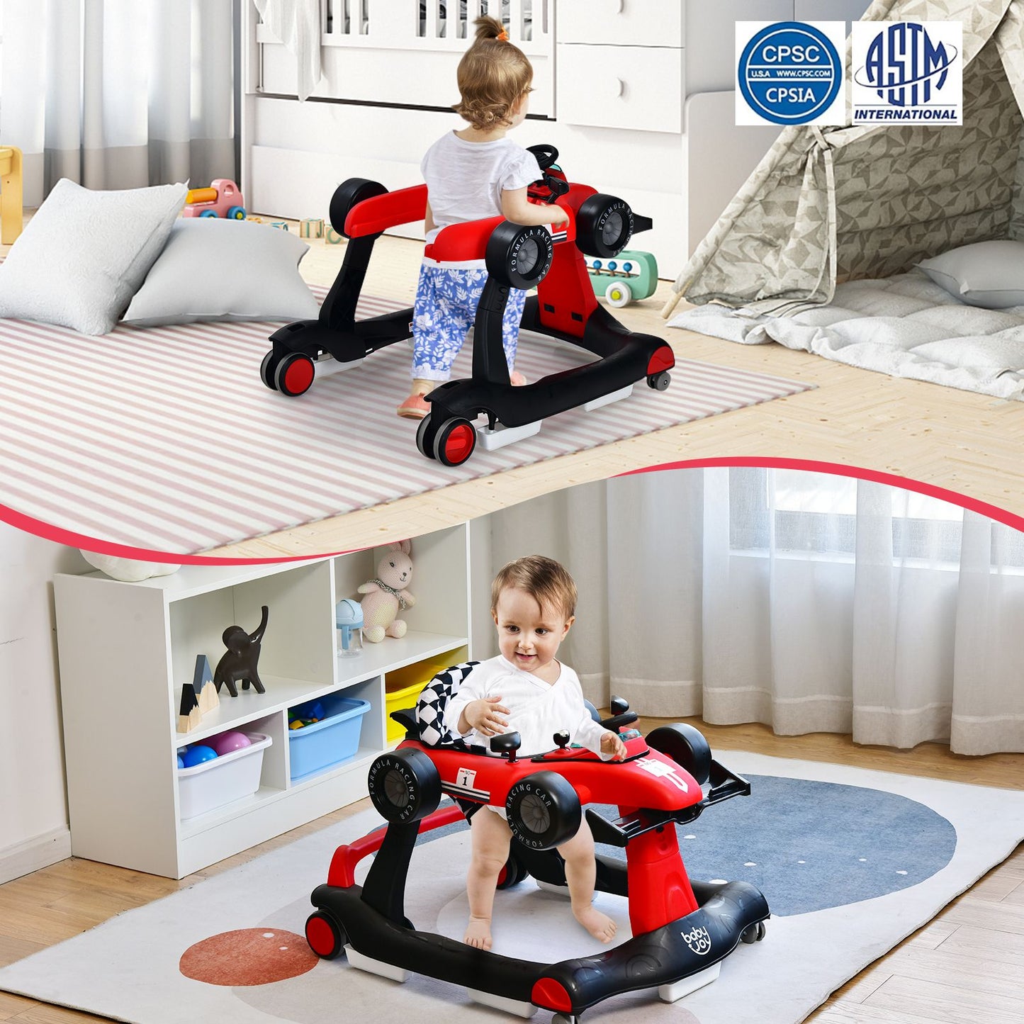 Versatile 4-In-1 Baby Push Walker - Adjustable Height & Speed for Growing Toddlers