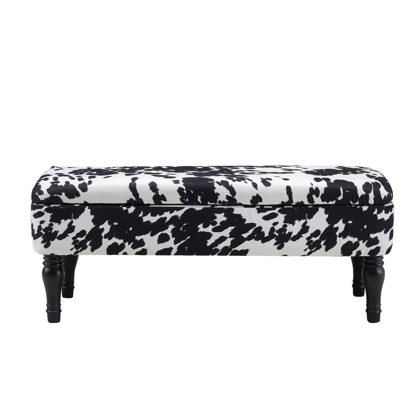 Cow Print Velvet Upholstered Storage Bench Living Room Shoe Changing Stool Leisure Stool Furniture