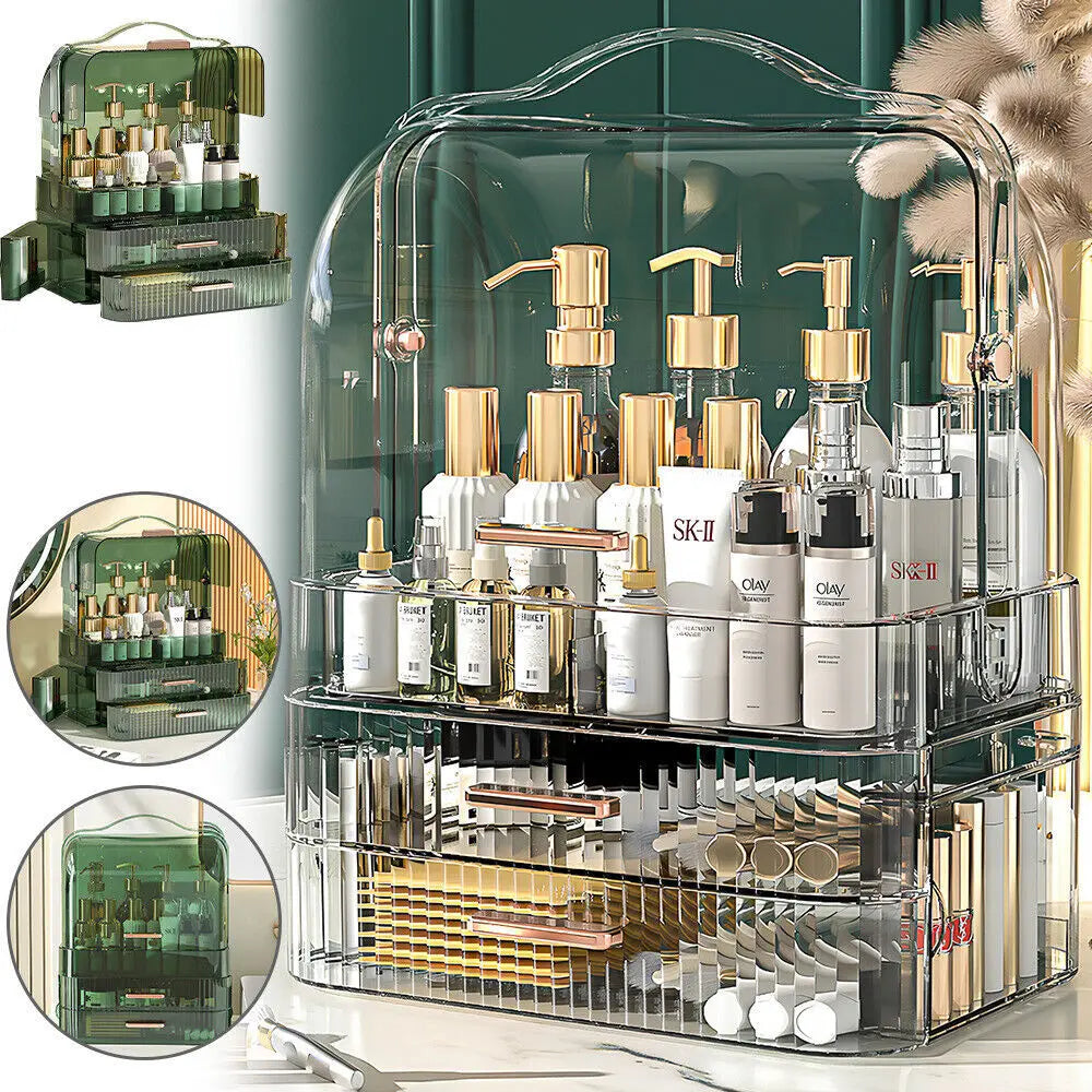 3-Layer Cosmetic Storage Box Large Capacity Transparent Drawer Jewellery Makeup Storage Box 