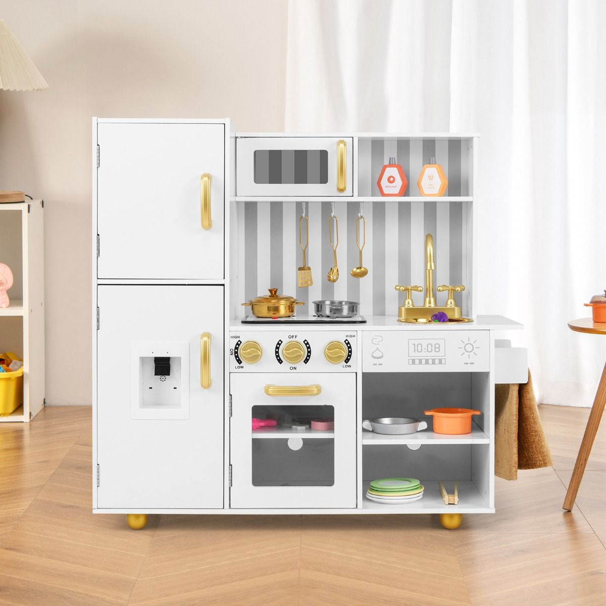 Play Kitchen Toy Set with Oven Real Sounds and Lights
