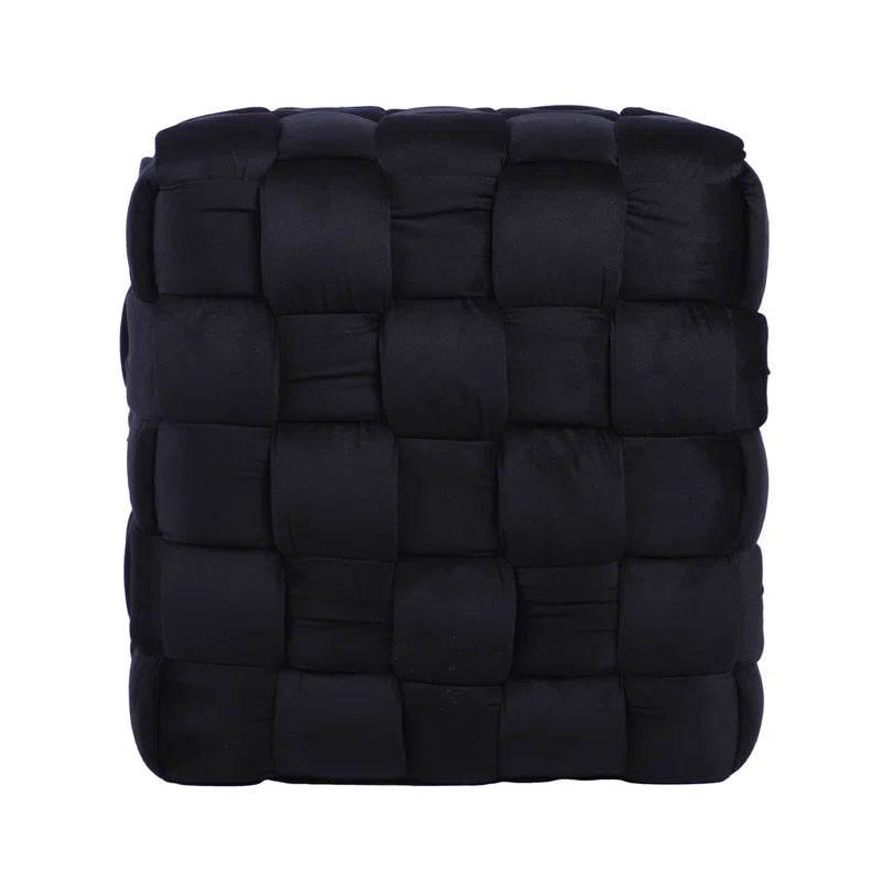 Barbaralee Velvet Woven Ottoman Dressing Stool for Bedroom Furniture, Modern Accent Stool with MDF Base