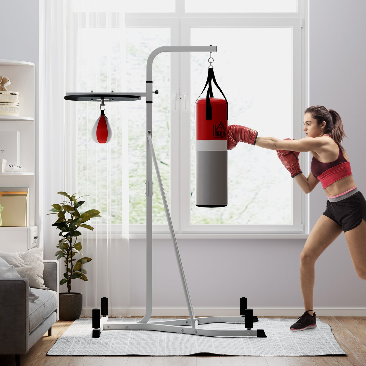 Adjustable Freestanding Boxing Station - Punching Bag & Speedball