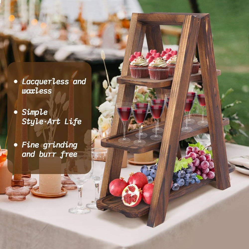 Wooden Double Dessert Table Display Set Rack 3 Tier Serving
