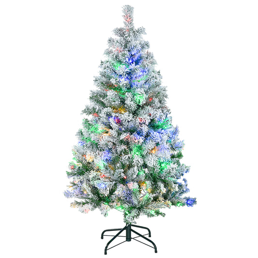 HOMCOM 4.5ft Snow-Flocked LED Christmas Tree with Auto-Open & 311 Tips