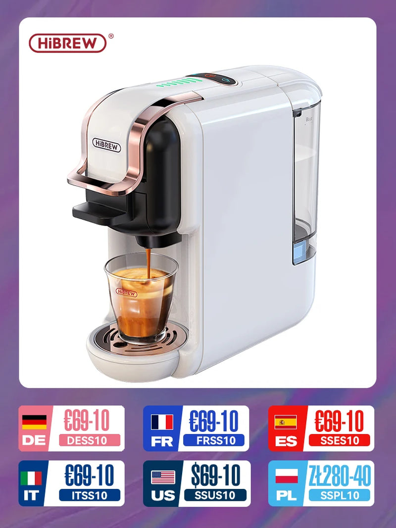 Multiple Capsule Coffee Machine, Hot/Cold Dolce Gusto Milk Nespresso Capsule ESE Pod Ground Coffee Cafeteria 20Bar 5 in 1