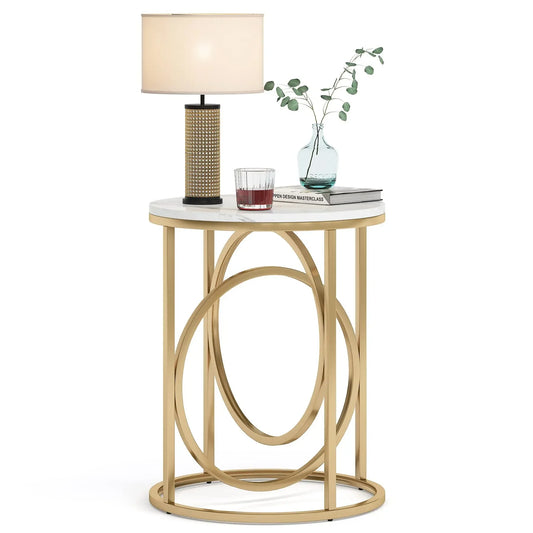 Round End Table, 20” Sofa Side Coffee Cocktail Table