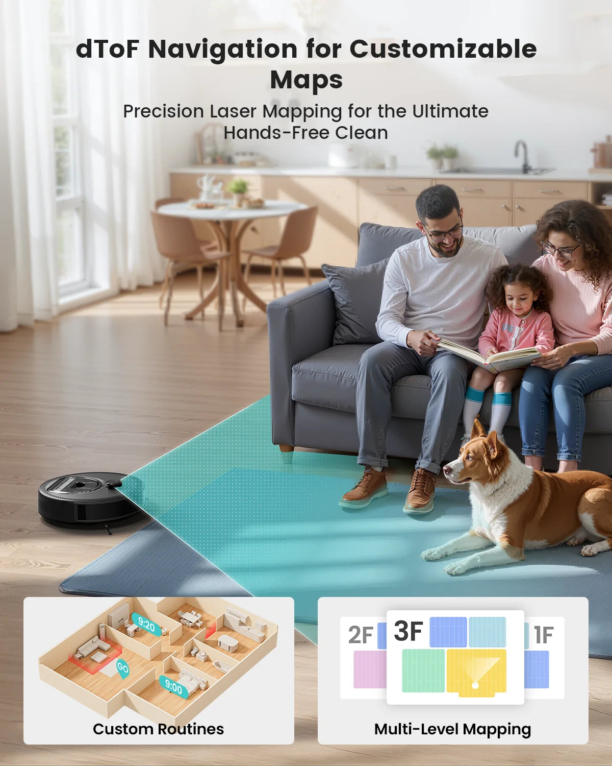 M330 Pro M330S Robot Vacuum and Mop Combo, 5000Pa,Dtof Lidar Navigation, Alexa/Google/Wifi,Ideal for Pet Hair