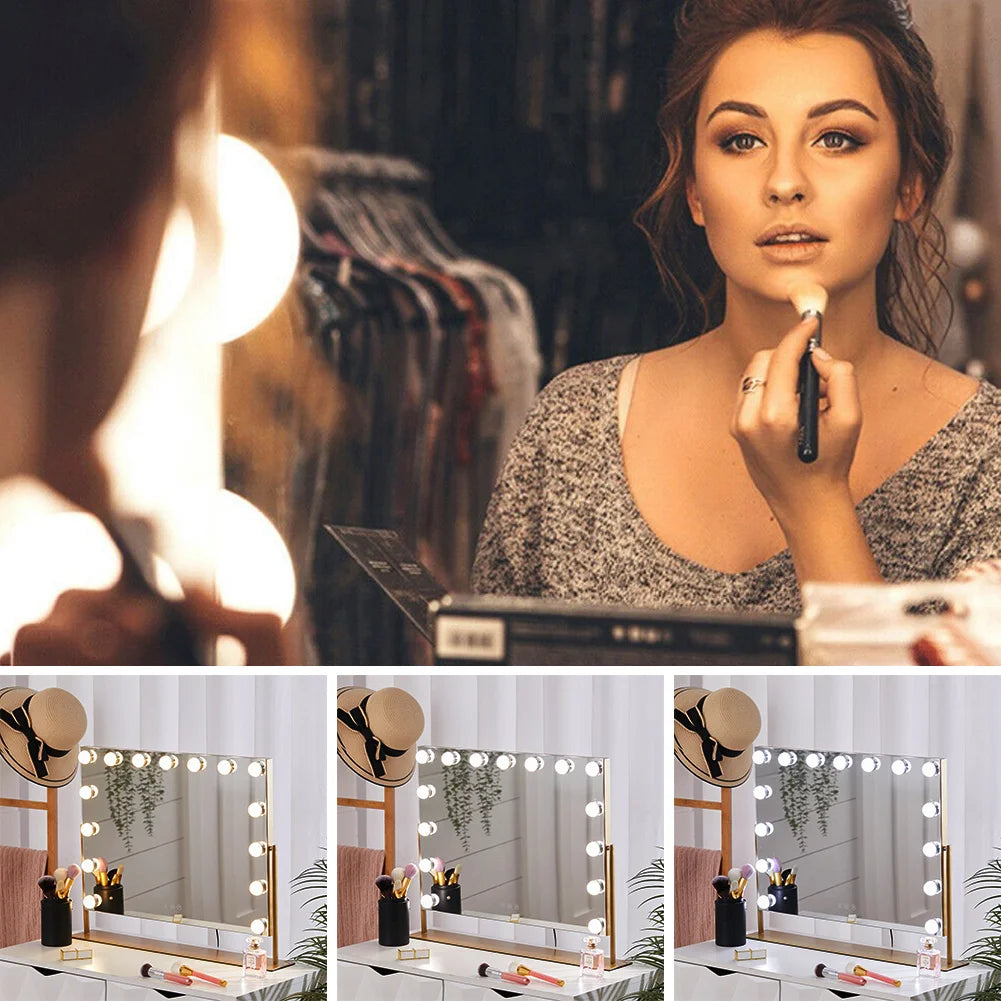Glamour Glow Hollywood LED Vanity Mirror for Flawless Makeup Application