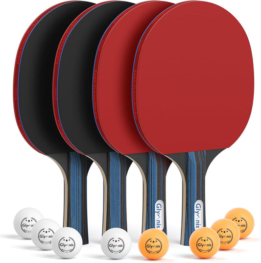 Ultimate Portable Table Tennis Set - 4 Premium Paddles, 8 Pro Balls & Convenient Storage Bag!