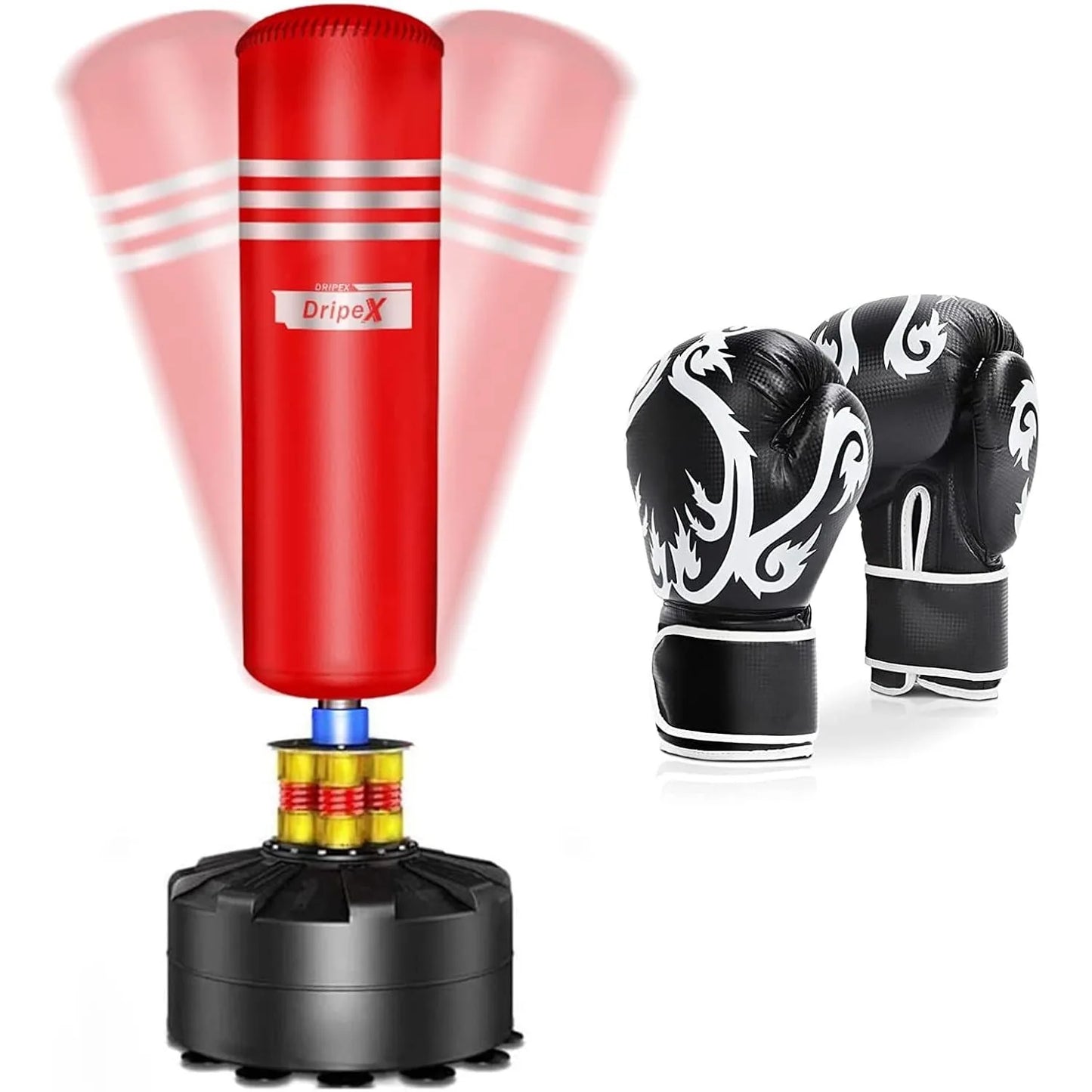 Free Standing Boxing Bag Stand with Suction Cup Base and Gloves - 69''