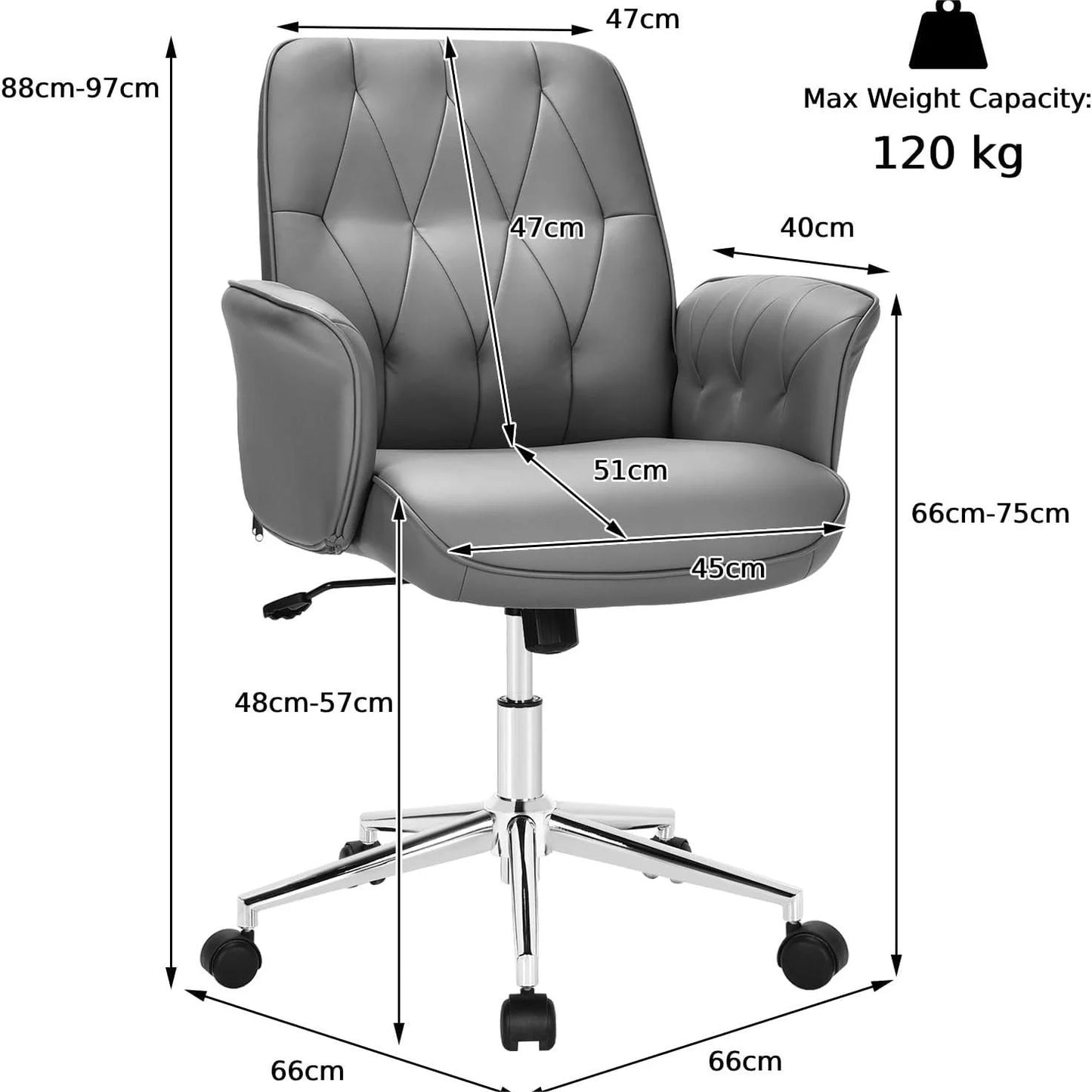 Adjustable Swivel PU Leather Office Chair with Rocking Function