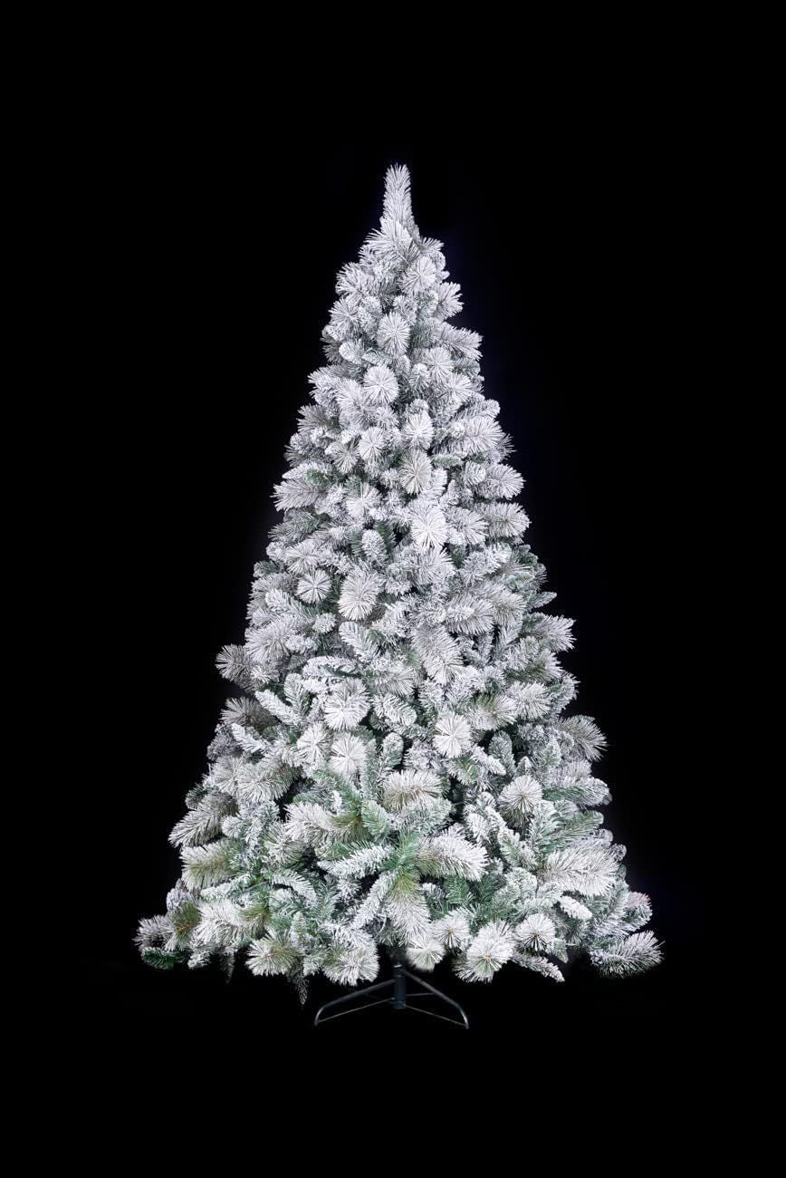 4FT-8FT Christmas Tree Green Artificial Plain Frosted Snowy Boulder Pine Helsinki Fir Tips Bushy Holiday Elegant Home Xmas Festive Decorations