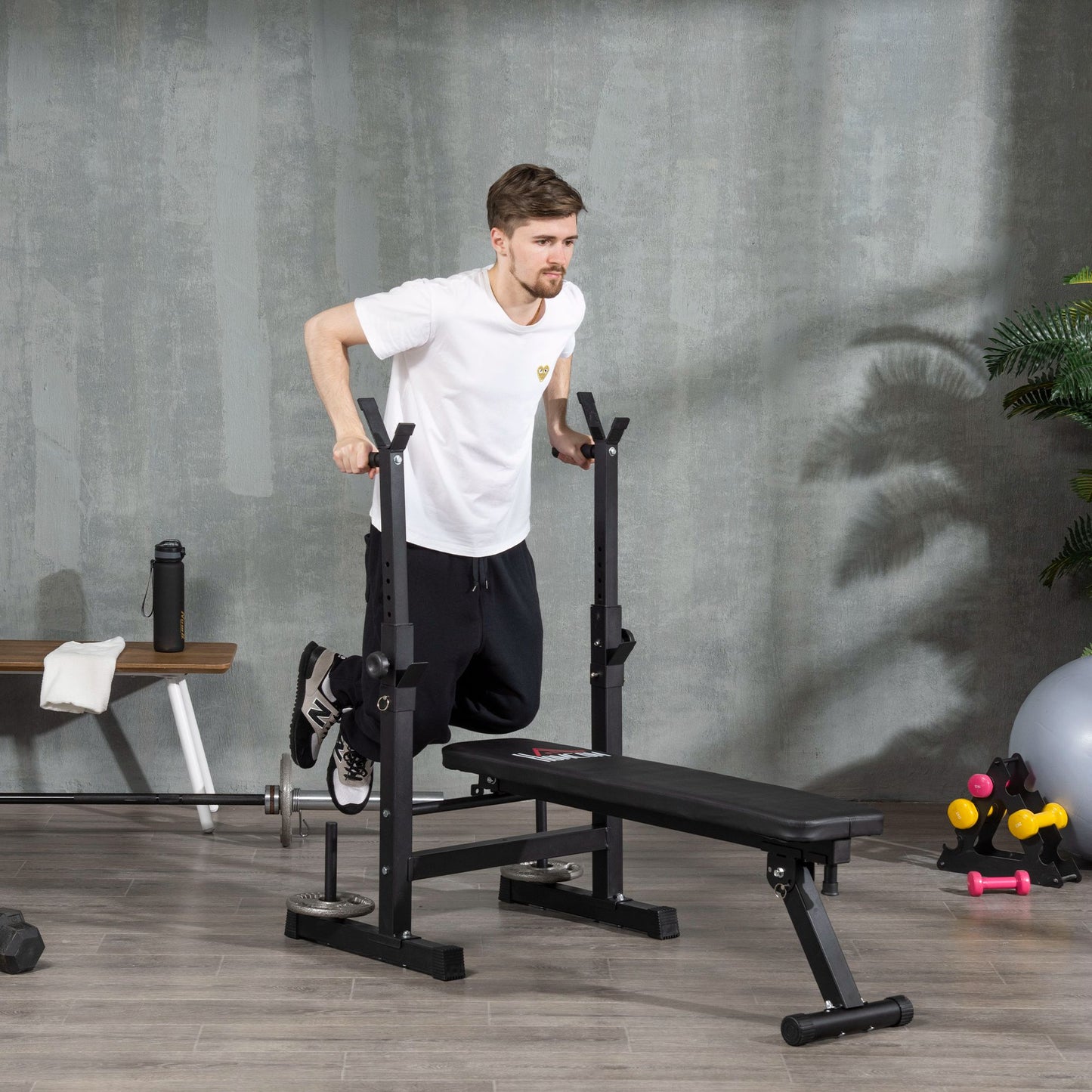Foldable Adjustable Weight Bench & Barbell Rack for Ultimate Home Workouts