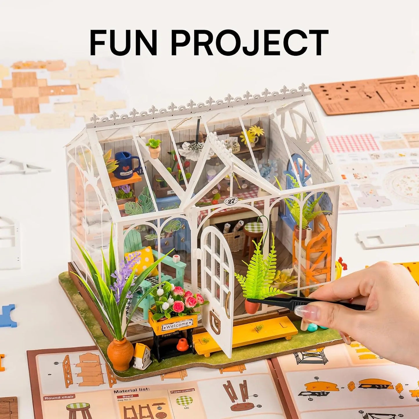 Rolife Dreamy Garden House 3D Puzzle Miniature Dollhouse Kit - Perfect for Crafting and Home Decor!