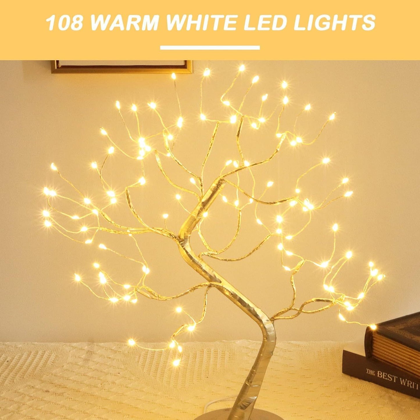 50cm Twig Lamp With 108 LEDs - Warm White Cool White Multicolour Birch USB/Battery Operated Tabletop Bonsai Wire Tree