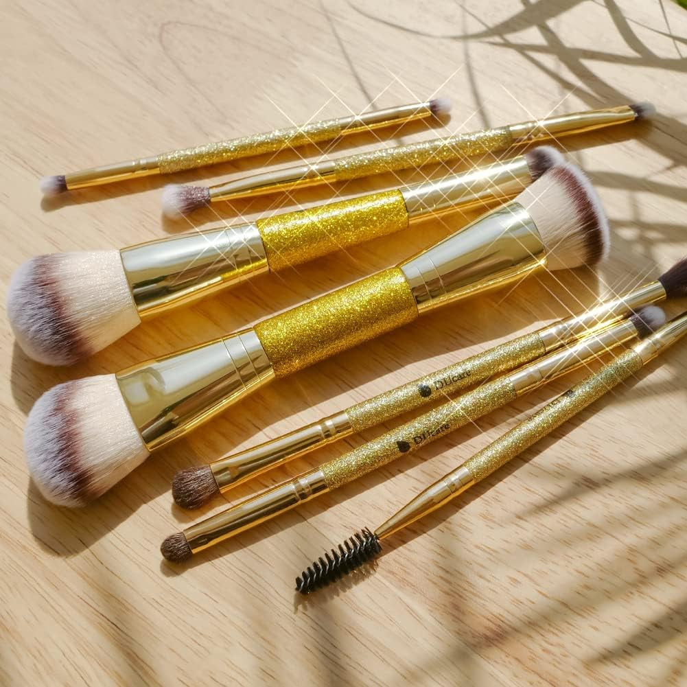2-in-1 Foundation Contour Brush Set - Double Ended Makeup Brushes for Effortless Blending of Liquid, Powder, and Cream Cosmetics