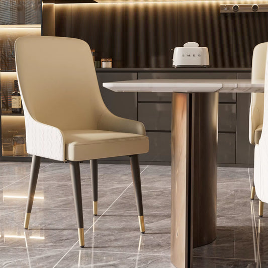 Elegant Set of 2 Luxury Microfiber Leather Dining Chairs with Stylish Lion Head Knockers - Perfect for Kitchen & Breakfast Areas