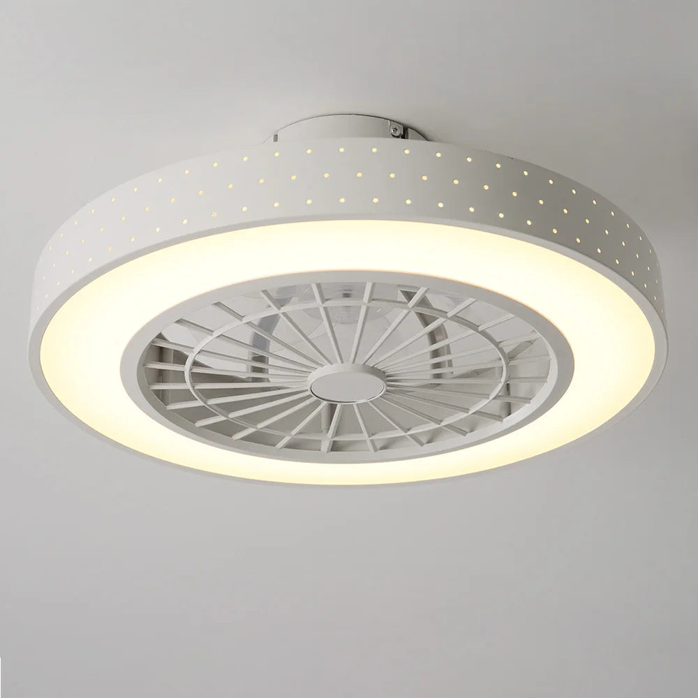 round Acrylic Ceiling Mount LED Fan Light with Remote Control 6 Speeds 30W Reversible Motor for Home Office